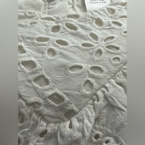 Nordstrom White Eyelet Collared Lined Dress Pockets Beach Wedding Size 5 - Picture 3 of 15